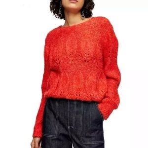 NWT TopShop Pointelle Orange Sweater Chunky